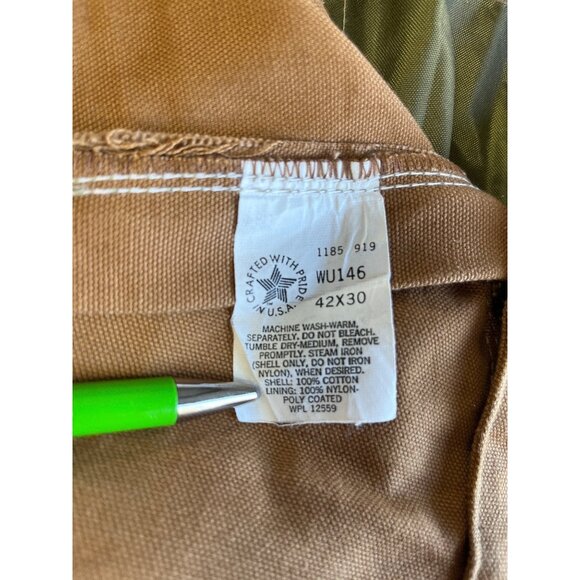 Carhartt Mens Double Front Dungaree WU146 Work Pants 42x30 Brown & Tan - Picture 5 of 12